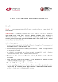 Abbiamo unito le nostre competenze e l'esperienza di quixa per creare una nuova polizza auto 100% digitale, ecco mps digital auto. Infinita Contoonline Banca Monte Dei Paschi Di Siena