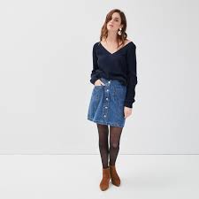 La jupe en jean, c'est une star des dressings chez promod ! Jupe Droite Boutonnee En Jean Denim Stone Femme Cache Cache