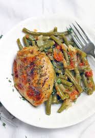 Slow Cooker Greek Style Green Beans And Chicken Thighs Recipe Low Carb Crock Pot Recipes Low Carb Slow Cooker Recipes