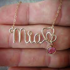 Gold Name Necklace With Birthstone Custom Name Necklace Personalized Name Necklac Diamond Initial Necklace Diamond Cross Necklaces Personalized Gifts Jewelry