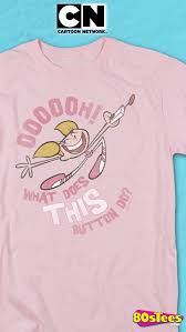 This Dexter S Laboratory T Shirt Shows Dexter S Older Sister Dee Dee Asking Her Trademark Question What Does This Button Do In 2020 Dexter Laboratory Dexter T Shirt