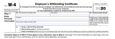 Irs Overhauls Form W 4 For 2020 Employee Withholding