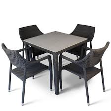 4 Seater Outdoor Dining Set Grey Rattan Chairs Isotop Table Top Garden Furniture Garden Furniture Chairs Outdoor Furniture Sets Garden Sofa Set
