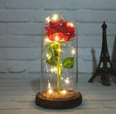 New Design Beauty And The Beast Rose Wholesale Preserved Eternal Roses With Led Lights In Glass Dome For Sale Buy Preserved Rose In Glass Dome Eternal Rose Glass Roses Red Product On Alibaba Com