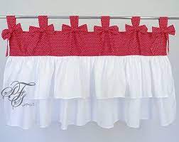Kitchen Curtains Farmhouse Tab Top Curtain In Beige And White Polka Dot With Bows And Double Ruffles Valance For The Kitchen Polka Dot Curtains Kitchen Curtains And Valances Curtains