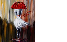 Black And White With Pop Of Color Drawing Girl In The Rain Umbrella Art Beginner Acrylic Painting Lesson The Art Sherpa Painting Tutorial Umbrella Art