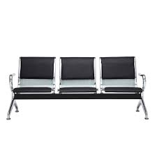 Bench 3 Seat Barber Salon Airport Reception Waiting Chair W Pu Leather Cushion Reception Waiting Chairs Office Guest Chairs Leather Cushion