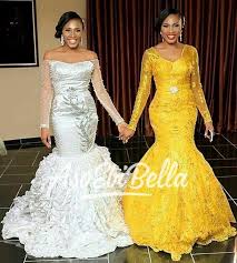 Lovely Bride Her Maid Of Honour Twin Dresses By Ndfashionng African Fashion Dresses African Lace Dresses Traditional Dresses