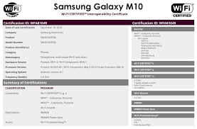 Samsung Galaxy M10 smartphone certified ...