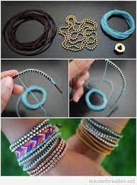 En combinant le bracelet avec différentes perles, vous pouvez faire des créations. Bracelet Perles Cuir Fil Fabrication Bijoux Bracelets Bricolage Creation Bijoux