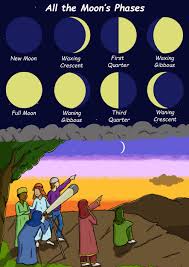 illustrations of the moon phases muslim kids read