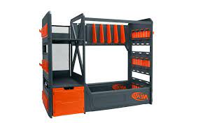 Nerf gun rack is painted in nerf colors. Nerf Elite Blaster Gun Rack Organizer Plus Shelving