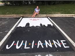 These greatly increase the visibility of the markings, and are very reflective. Art In The Parking Lot South Lakes Sentinel