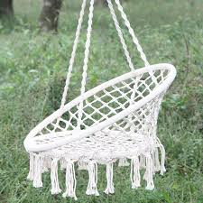 Nordic Style Home Decor 100 Cotton High Quality Beige Hanging Cotton Rope Macrame Hammock Chair Swing Ou In 2020 Hammock Swing Chair Hammock Chair Swing Chair Outdoor