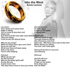 Into The West Annie Lennox Annie Lennox Lord Of The Rings Lotr
