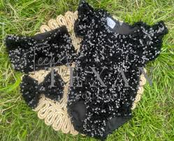 Girls Black Sequin Leotard, Sequin Romper, 1st Birthday Leotard, Sequin  Romper, Black Sequin Bow