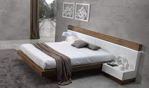 Abrantes Contemporary Queen Size Bed In Walnut White Free Shipping Bedroom Furniture Design Bed Furniture Design Modern Bedroom Furniture