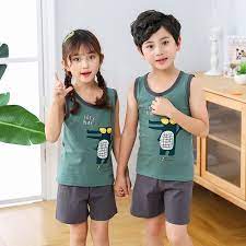 أطقم بيجامات صيفية toddler pajamas kids sleepwear unisex pajamas