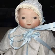 Joyce Watkins Hand Painted Baby Doll W/ Crying Face Dressed in White  EXCELLENT DO4