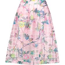 Qed London Pink Floral Grid Midi Skirt Skirts Midi Skirt Pink Floral