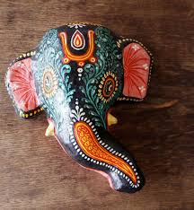 Wanderlust Paper Mache Elephant Tribal Mask Handmade By Artisans In India Elephant Pottery Paper Mache Animals Paper Mache Mask