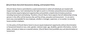 The age verification policy is a human resources policy statement for your employees and contractors. Harassment Policy And Template Free Methodist Church Legal Resources