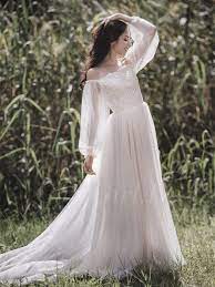 Maybe you would like to learn more about one of these? Hippie Boho Brautkleid Carmen Ausschnitt Langarm Spitze Tull Fliessend Mit Armel Schleppe