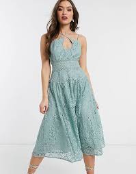 La collezione autunno inverno 2017 per i vestiti da cerimonia asos vestiti cerimonia verdi asos collezione estate 2019 stileo it. Asos Design Vestito Midi Da Cerimonia In Pizzo Con Spalline E Bordi A Cerchi Asos