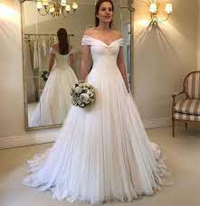Prom Dresses Long 2020 Off Shoulder Long Bridal Gowns Custom Made Long Tulle Wedding Dress A737 Wedding Gown Tulle Skirt White Beach Wedding Dresses A Line Bridal Gowns