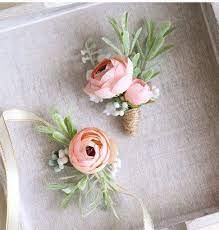 Corsage And Boutonniere Set Wrist Corsage Mira Pink Ranunculus Peony Wedding Prom Bridesmaids Groomsmen Corsage And Boutonniere Set Corsage Wedding Peony Wedding
