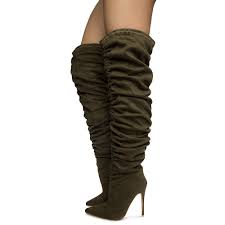 Womens Syso 1 Thigh High Boots Olive