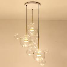 Modern Soap Bubble Clear Globe Glass 3 Light Led Multi Light Pendant Dining Room Light Led Lights Multi Light Pendant Bubble Chandelier Glass Pendant Light