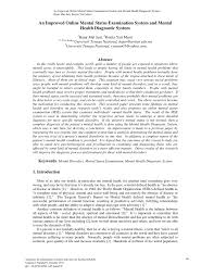 Pdf An Improved Online Mental Status Examination System And Mental Health Diagnostic System