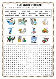 Daily Routines Picture Dictionary And Wordsearch Worksheet Free Esl Printable Worksheets Made Daily Routine Worksheet Daily Routine Activities Daily Routine