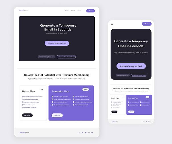 Typical layout of an instant throwaway email generator, AI generated