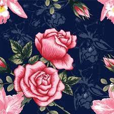 Find the best and most beautiful flower wallpapers and images! Seamless Pattern Beautiful Pink Rose And Orchid Flowers On Dark Blue Color Background Dark Blue Color Beautiful Pink Roses Facebook Cover Photos Flowers