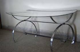 Unique Table Design 20 Collections Http Freshouz Com Unique Table Made From A Wind Sheild And Bicycl Bicycle Rims Industrial Metal Table Legs Cycling Decor