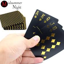 Black And Gold Card Deck 55pcs Deck Waterproof Luxury Black Gold Foil Plated Poker Premium Matte Plastic Board Plastic Board Playing Cards Star Designs