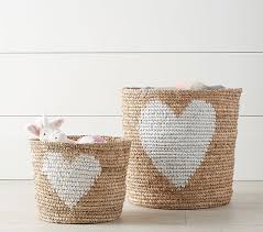 50cm wicker willow rattan sun mirror, round wall mounted retro mid century style | ebay. Raffia Heart Baskets Kids Storage Pottery Barn Kids
