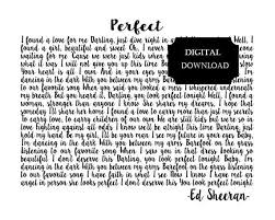 Perfect By Ed Sheeran Song Lyrics Wedding Song Lyrics Song Lyrics Art You Look Perfect Tonight Song Lyrics Art Wedding Song Lyrics Lyrics Art