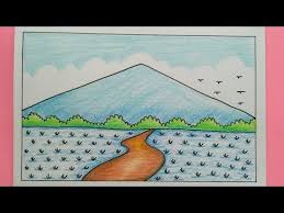  Cara Menggambar Pemandangan Gunung Dan Sawah Youtube Cara Menggambar Pemandangan Gambar