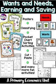 Your Students Will Love These Wants And Needs Earning And Saving Activities Included Are Wo Kindergarten Social Studies Money Kindergarten Money Anchor Chart