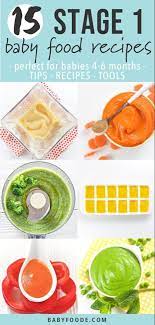 15 Stage One Baby Food Purees 4 6 Months Baby Foode Recipe Baby Food Recipes Baby Puree Recipes Pureed Food Recipes