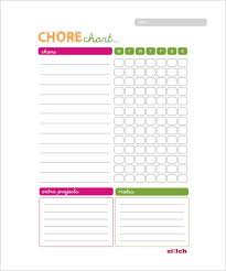 Weekly Chore Chart Template 11 Free Word Excel Pdf