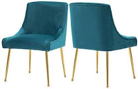 Amazon Com Modern Velvet Upholstered Dining Chair Guest Chairs With Polished Gold Metal Le Dining Chairs Upholstered Dining Chairs Blue Velvet Dining Chairs