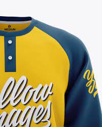 Download Men S Long Sleeve Henley Raglan Mockup In Apparel Mockups On Yellow Images Object Mockups