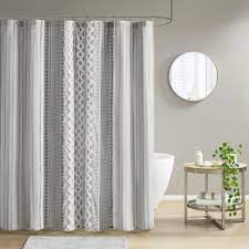 Our ink+ivy shower curtain & accessories collection has some of the most charming bathroom items on the market. Ink Ivy Imani Gray 72in Cotton Printed Shower Curtain With Chenille Stripe Ii70 1123 The Home Depot
