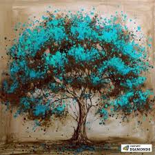 Azure Blossom 5d Diamond Painting Kit With Tweezers And Diamond Pen Paint With Diamonds Tree Art Painting Art Painting