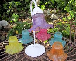 Vintage Repurposed Hand Painted Glass Ruffled Edge Light Shades Chandelier Shades Ceiling Fan Light Glass Light Shades Rustic Lamp Shades Antique Lamp Shades