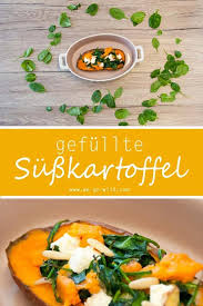 Gefullte Susskartoffel Aus Dem Ofen Mit Feta Und Spinat We Go Wild Rezept Susskartoffel Rezept Ofen Gefullte Susskartoffeln Susskartoffel